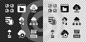 Set Hierarchy organogram chart, Browser files, Cloud computing lock, technology data transfer, Server, Data, Web Hosting