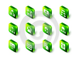 Set Hierarchy organogram chart, Cloud technology data transfer, Server, Data, Web Hosting, hacking, Network cloud