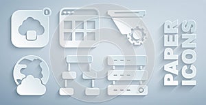 Set Hierarchy organogram chart, Filter setting, Social network, Server, Data, Web Hosting, Browser files and Cloud
