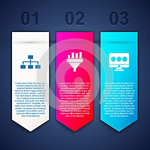 Set Hierarchy organogram chart, Sales funnel with and Monitor password. Business infographic template. Vector