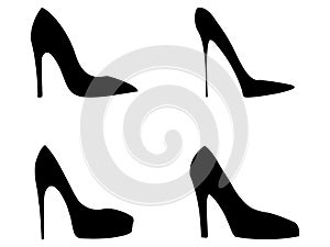 Set of High Heels silhouette vector art