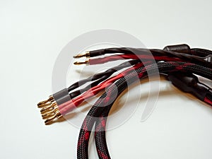 A set of high-quality audio cables with gold-plated connectors. photo