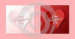 Set of High Quality Paper Shape of Heart on Gradient Background . Poster of Love for your Design . Isolated Vector Elements photo