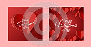 Set of High Quality Paper Shape of Heart on Gradient Background . Poster of Love for your Design . Isolated Vector Elements photo