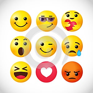 Set of high quality yellow emoji face