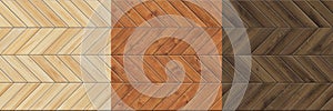 Set of high resolution seamless textures of wooden parquet. Chevron patterns