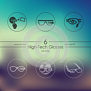 Set of high-tech glasses icons