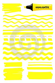 Yellow lines and scribbles with highlighter pen