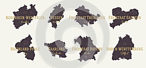 Set 2 of 2 Highly detailed maps vector silhouettes states of Germany with names and capital photo