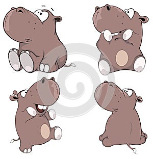 A set of hippopotamuses cartoon