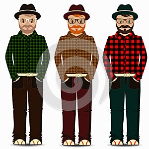 Set of Hipster Characters Isolated on White