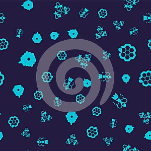 Set Hive for bees, Honeycomb, Bees and Queen on seamless pattern. Vector