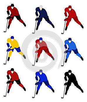 Set hockey players in the national jerseys