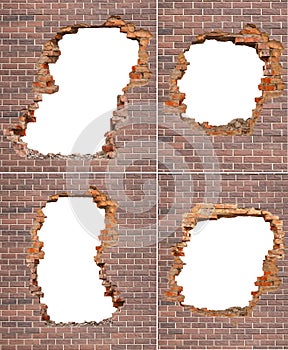 Set of holes in a broken brick wall