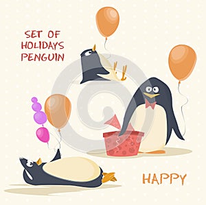 Set of holidays penguin