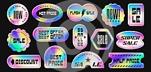 Set of holographic stickers different shapes