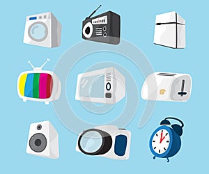 Set of home electronics appliances icon