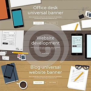 Set of home page website banners