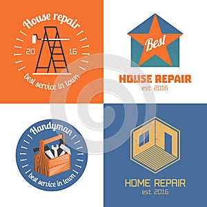 Set of home repair, house remodel vector icon, symbol, sign, logo