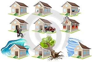 Set homes misfortune. House insurance. Property insurance