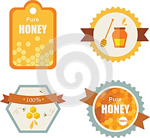 Set of honey and bee labels. product icons