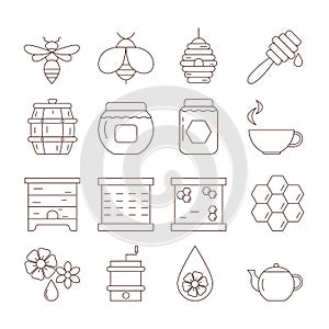 Set of honey and beekeeping icons