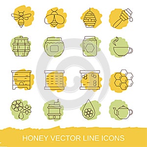 Set of honey and beekeeping icons