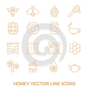 Set of honey and beekeeping icons