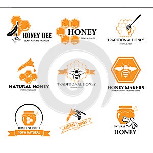 Set of honey labels photo