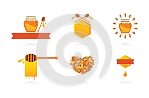 Set of honey labels, icons and design elements