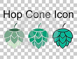 Set of Hop icon beer cone leaf sign,pub herb design, nature seed vector