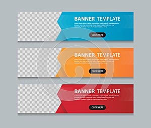 Set of horizontal abstract web banner design template background gradients color. Suitable for web ads.