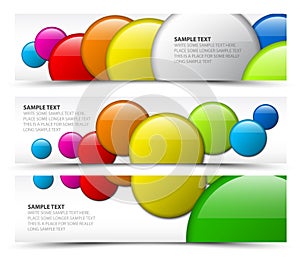 Set of horizontal banners with 3d circles