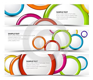 Set of horizontal banners with 3d circles