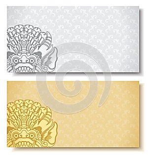 Set of horizontal banners. Balinese traditional ornament.