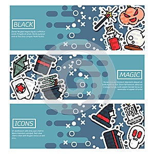 Set of Horizontal Banners about black magic