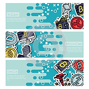 Set of Horizontal Banners about cryptocurrency