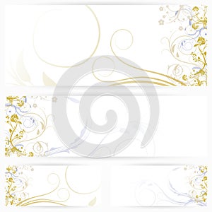 Set of horizontal banners with flowers