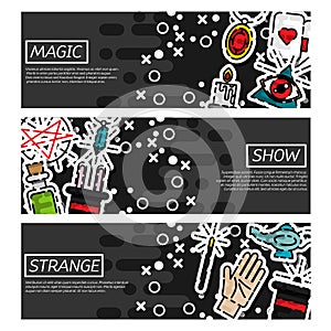 Set of Horizontal Banners about magic