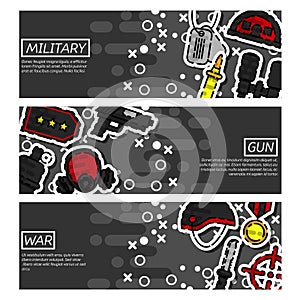 Set of Horizontal Banners about Military