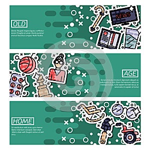 Set of Horizontal Banners about old age