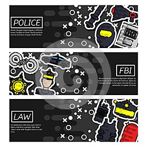 Set of Horizontal Banners about police