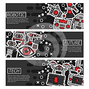 Set of Horizontal Banners about robotic