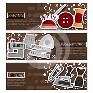 Set of Horizontal Banners about Sewing