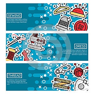 Set of Horizontal Banners about sewing