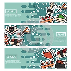 Set of Horizontal Banners about sushi photo