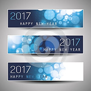 Set of Horizontal Christmas, New Year Banners - 2017