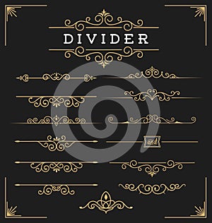 Set of horizontal flourishes divider decorative