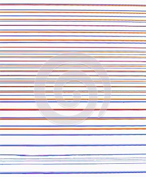 Set of horizontal irregular unsmooth stripes of blue, red and orange on a white background photo
