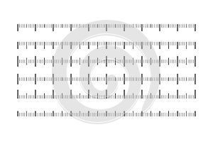 Set of horizontal rulers - lenght and size indicators distance units. Vector illustration photo